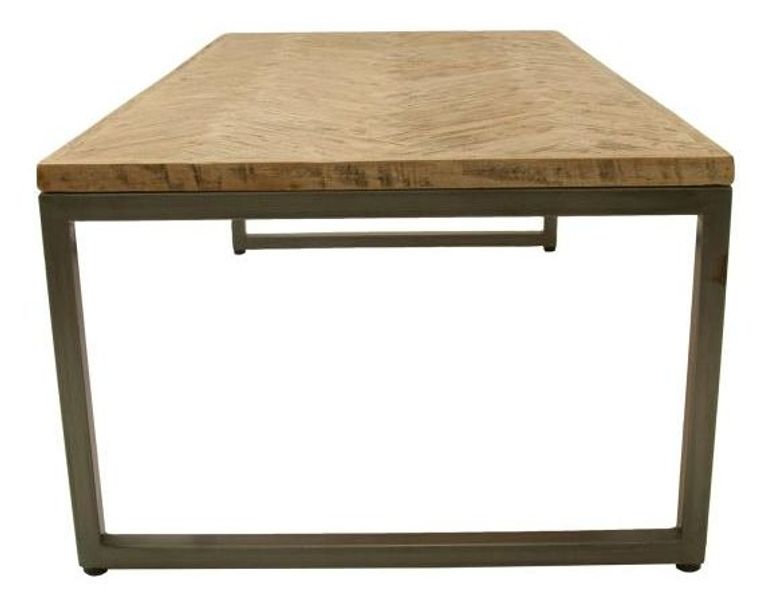 Chevron Mango Wood Coffee Table - Brushed Gunmetal Base