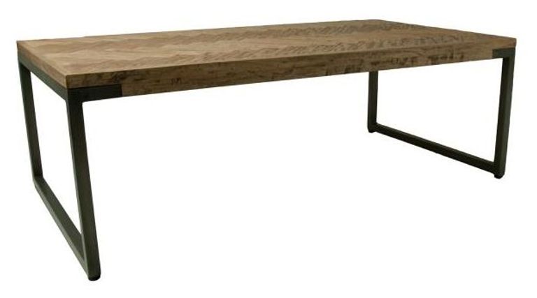 Chevron Mango Wood Coffee Table - Brushed Gunmetal Base