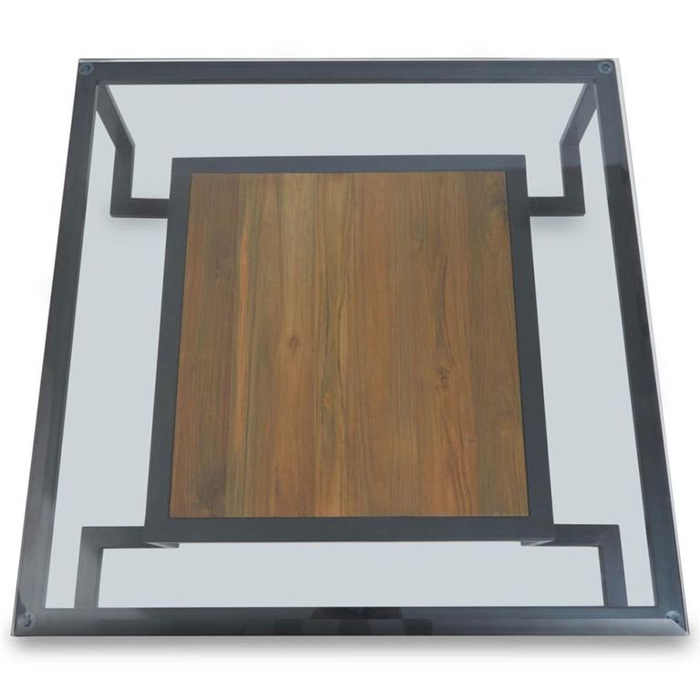 Cibo Coffee Table - Square - Clear Glass with Black Metal - with Shelf