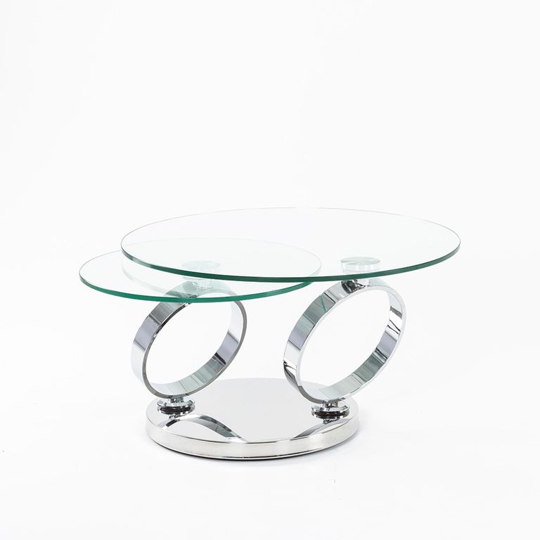 Circles Swivel Glass Top Round Coffee Table