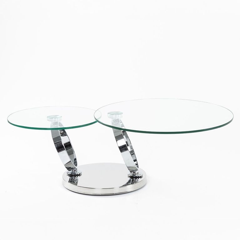 Circles Swivel Glass Top Round Coffee Table