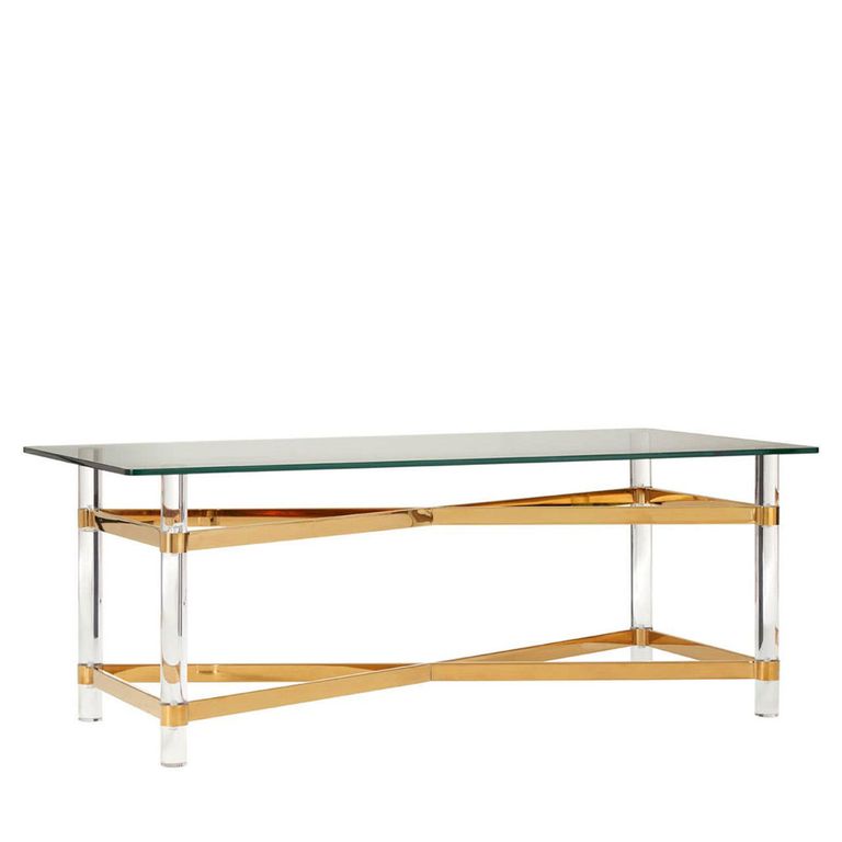 Clarence Coffee Table - Clear Glass with Gold Metal