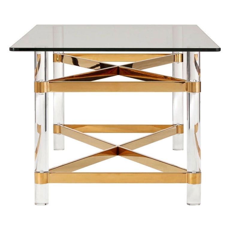 Clarence Coffee Table - Clear Glass with Gold Metal