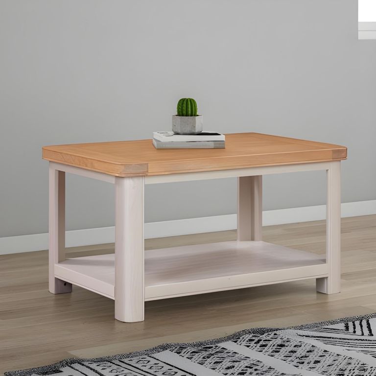Clarion Coffee Table - with Shelf - Oak and Grey
