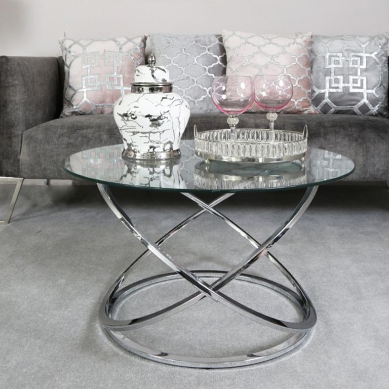 Rizzo Coffee Table - Round - Clear Glass and Chrome