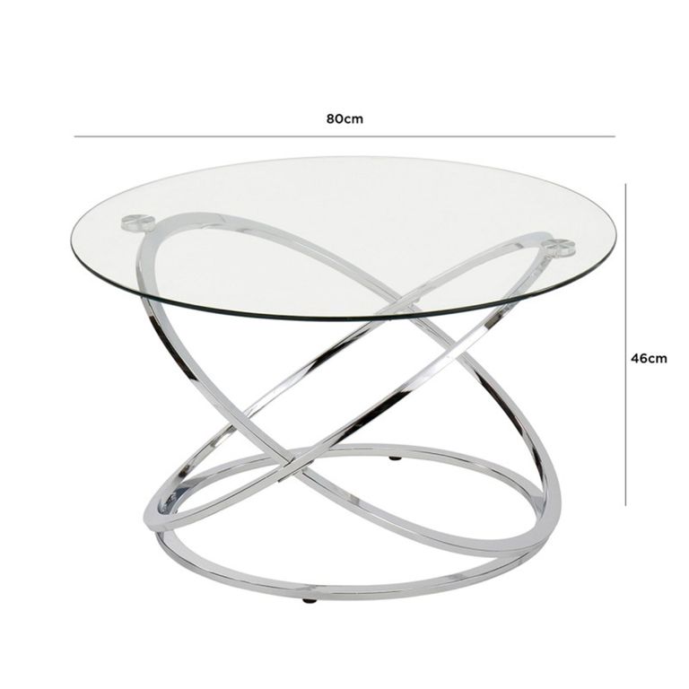 Rizzo Coffee Table - Round - Clear Glass and Chrome