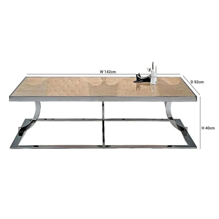 Clearance - Aurora Marble Coffee Table with Stainless Steel Base - A34