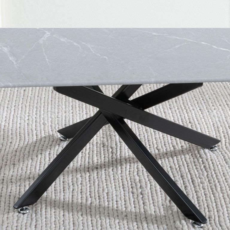 Clearance - Chopstick Grey Glass Coffee Table with Black Metal Legs
