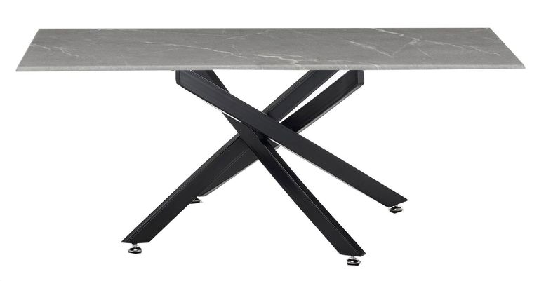 Clearance - Chopstick Grey Glass Coffee Table with Black Metal Legs