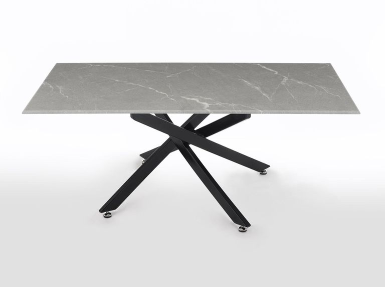 Clearance - Chopstick Grey Glass Coffee Table with Black Metal Legs