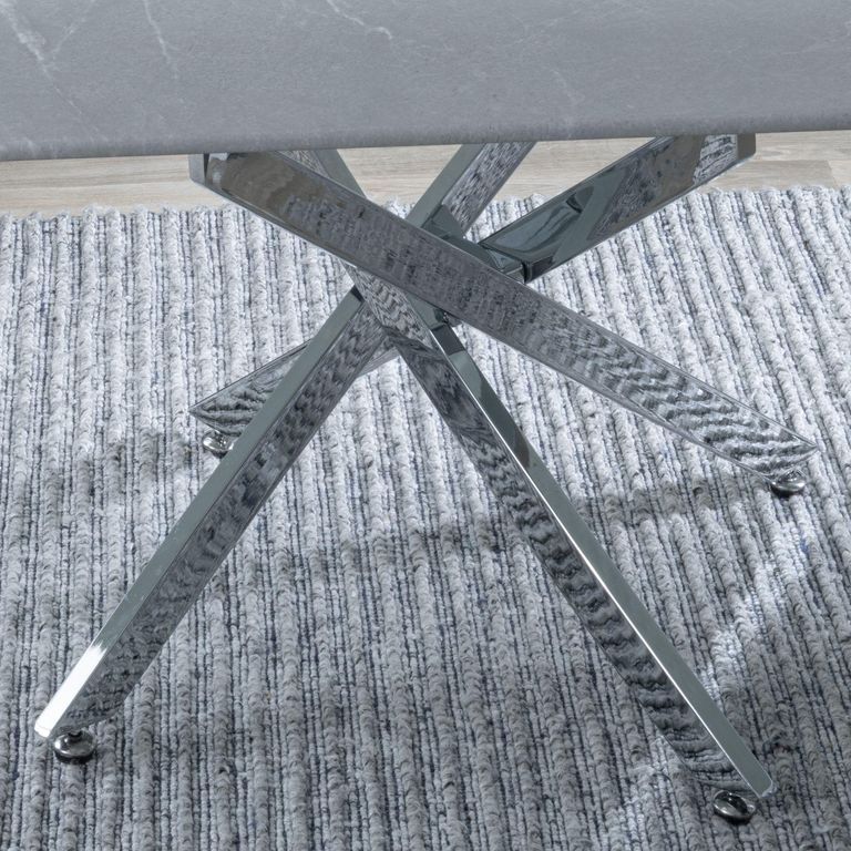 Clearance - Chopstick Grey Glass Coffee Table with Chrome Metal Legs