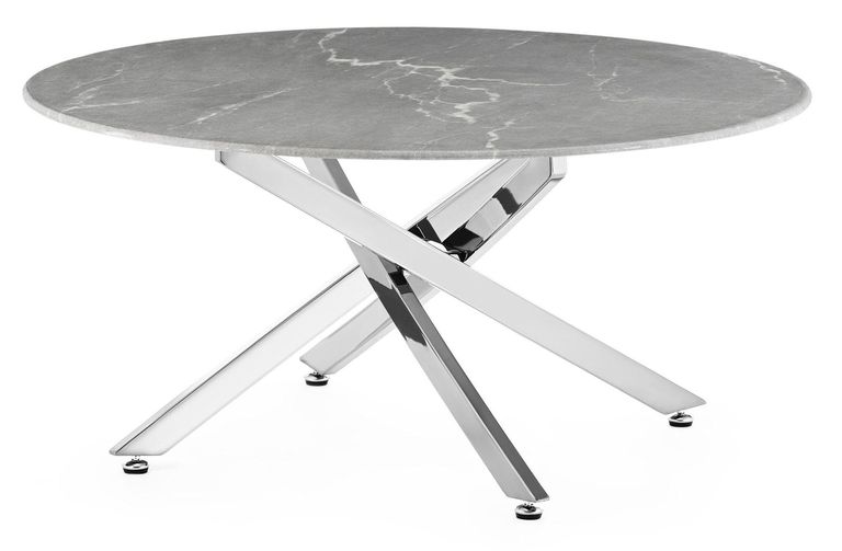 Clearance - Chopstick Grey Glass Round Coffee Table with Chrome Metal Legs