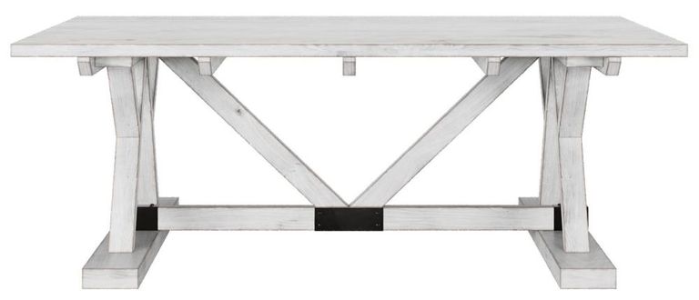 Clearance - Farmhouse Mango Wood White Washed Trestle Coffee Table - Brand New Item