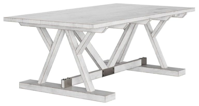 Clearance - Farmhouse Mango Wood White Washed Trestle Coffee Table - Brand New Item