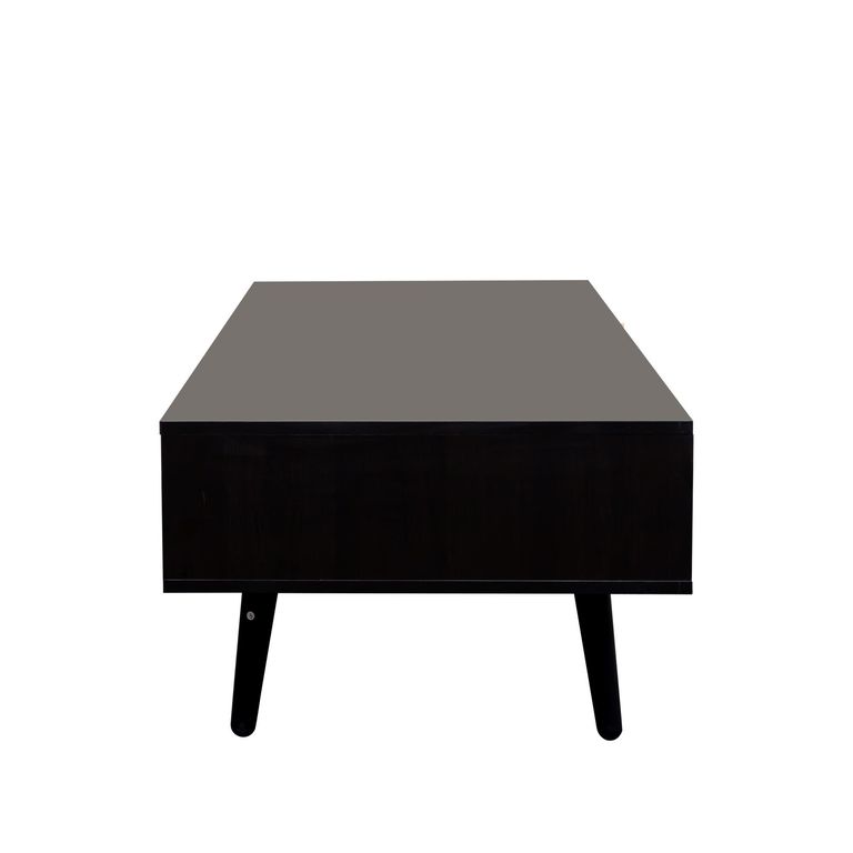 Clearance - Ferrero Black and Woven Rattan 1 Drawer Coffee Table