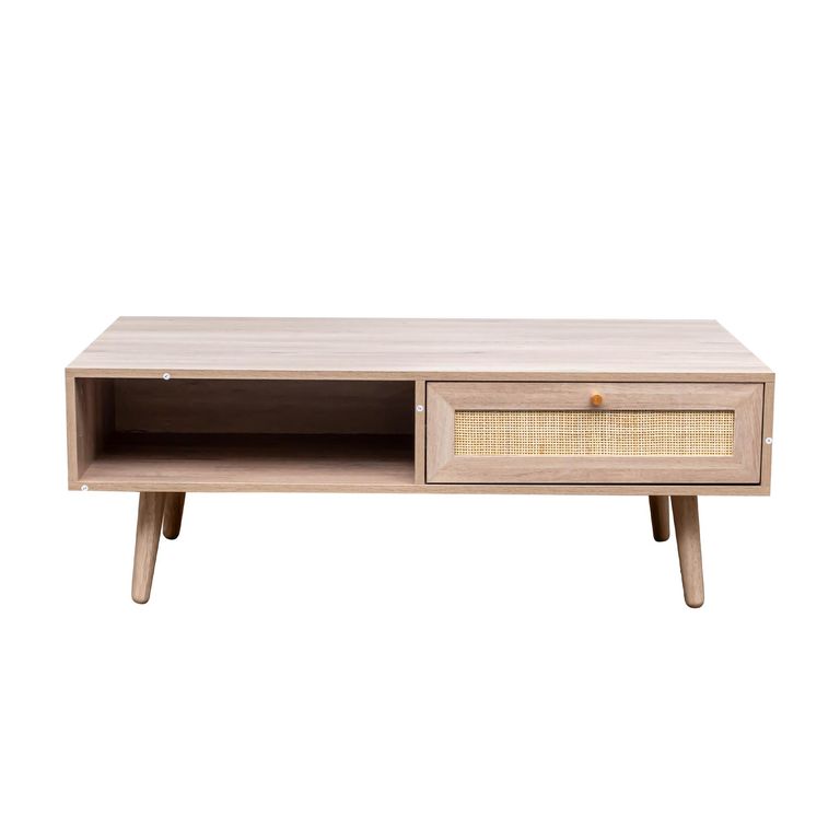 Clearance - Ferrero Natural and Woven Rattan 1 Drawer Coffee Table