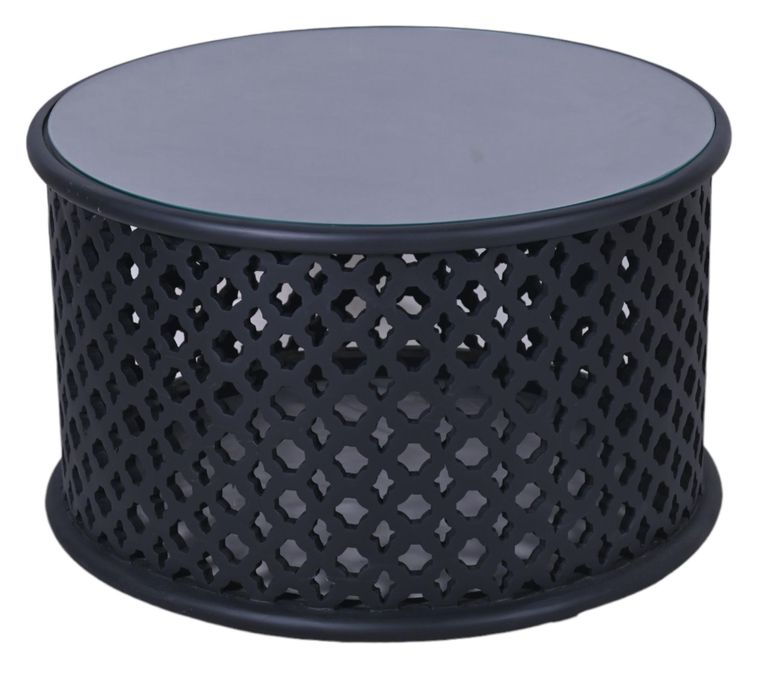 Clearance - Jaipur Lattice Black Mango Wood Round Coffee Table - Brand New Item