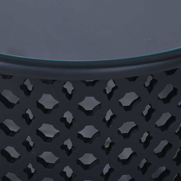 Clearance - Jaipur Lattice Black Mango Wood Round Coffee Table - Brand New Item