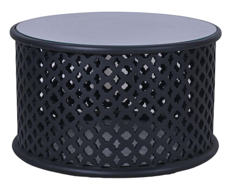 Clearance - Jaipur Lattice Black Mango Wood Round Coffee Table - Brand New Item