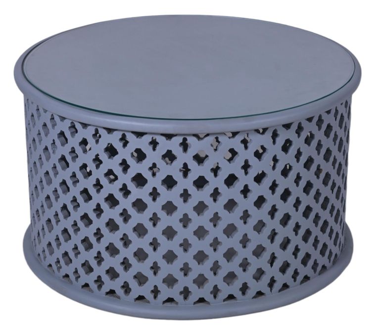 Clearance - Jaipur Lattice Grey Mango Wood Round Coffee Table - Brand New Item