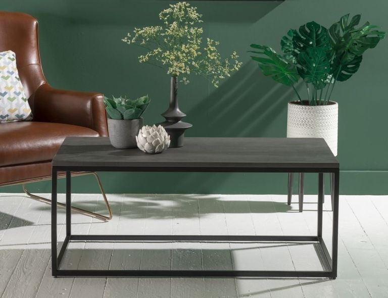 Clearance - Odom Grey Concrete Coffee Table with Black Metal Base - Brand New Item