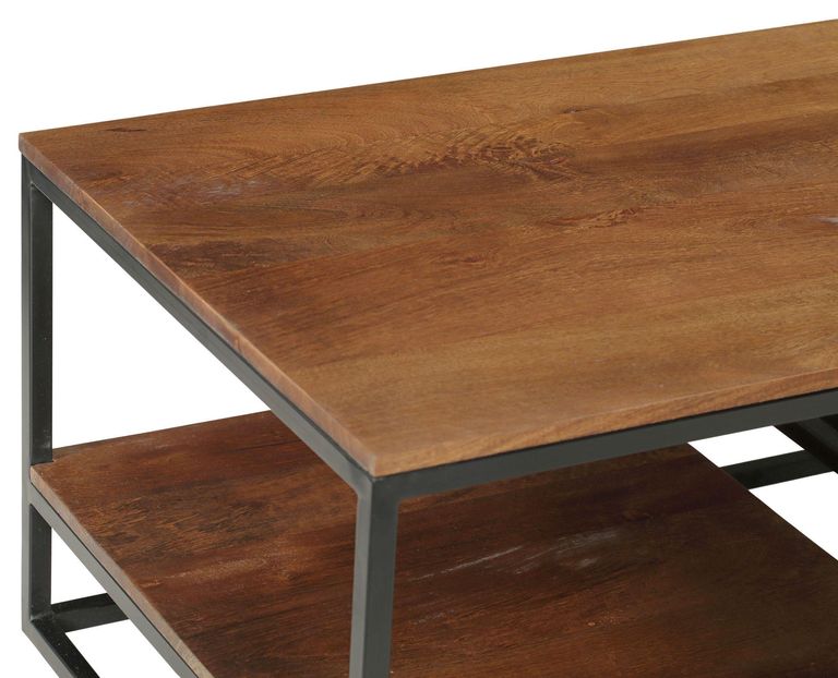 Clearance - Rennes Chevron 1 Drawer Storage Coffee Table - Rustic Mango Wood - Brand New Item