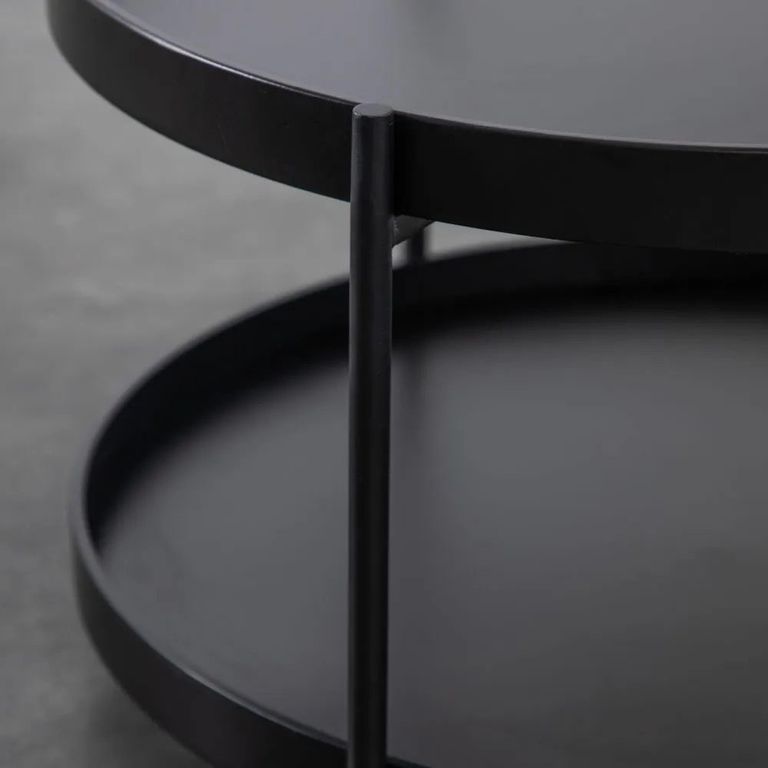 Clearance - Sennen Black Metal Round 65cm Coffee Table - A240