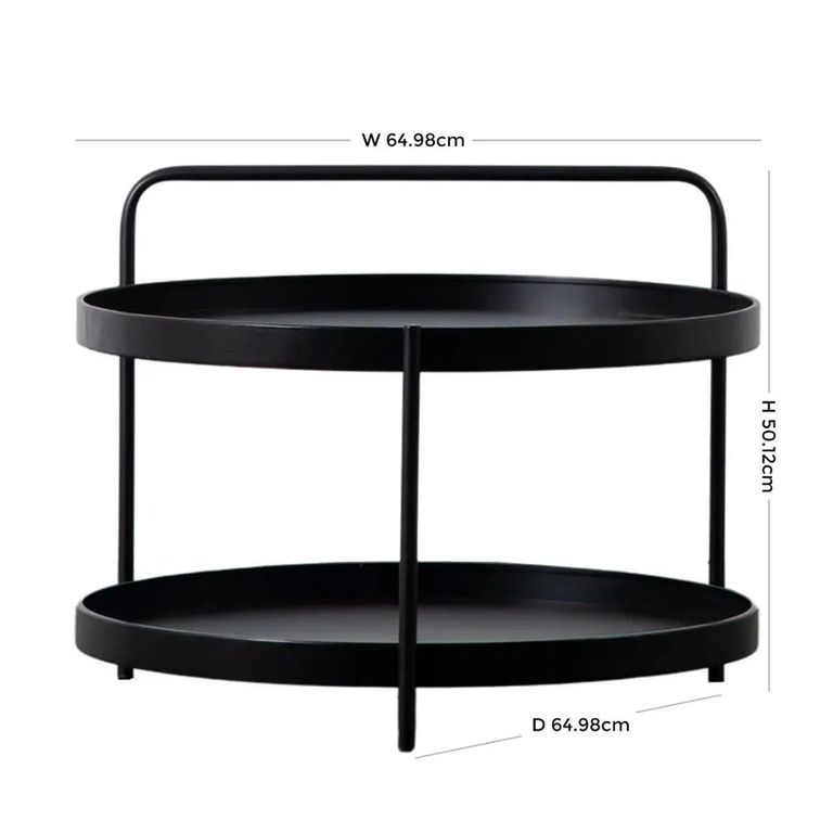 Clearance - Sennen Black Metal Round 65cm Coffee Table - A240