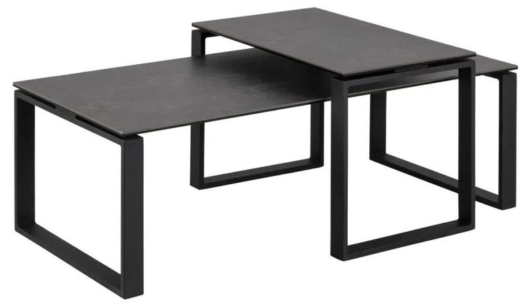 Clearance - Set of 2 Kiefer Black Ceramic Coffee Table - FSS15807