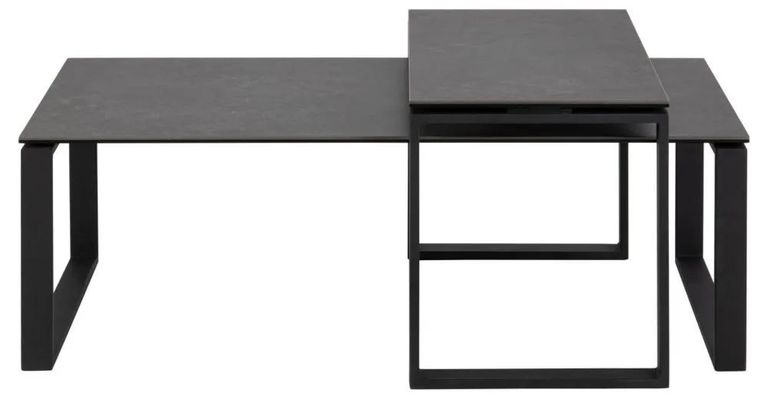 Clearance - Set of 2 Kiefer Black Ceramic Coffee Table - FSS15807