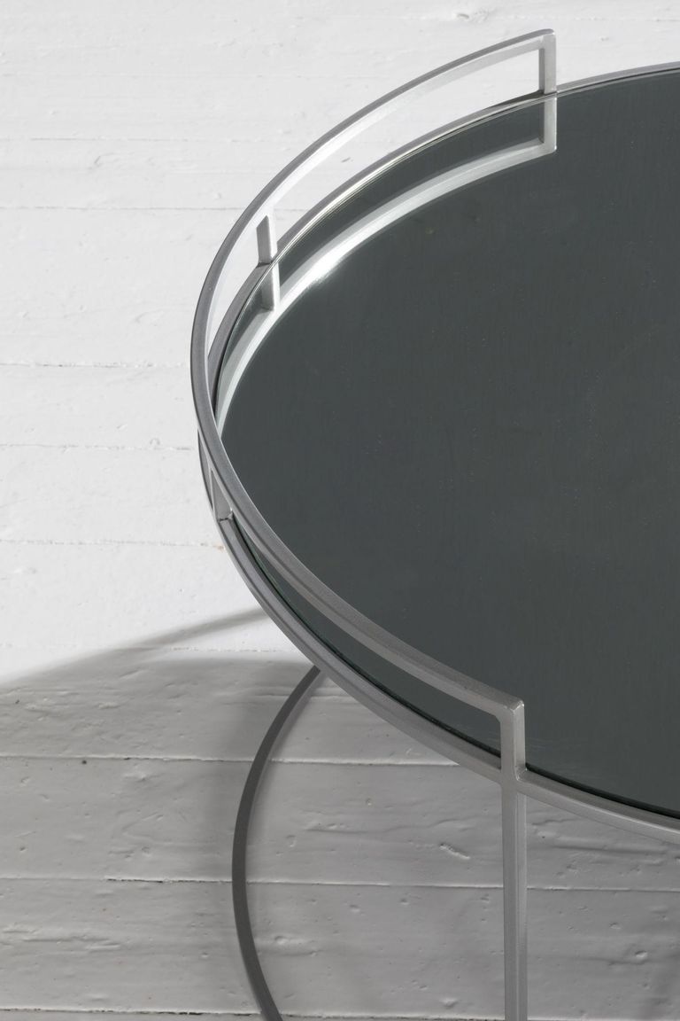 Clearance - Torrance Glass and Silver Round Coffee Table - Brand New Item