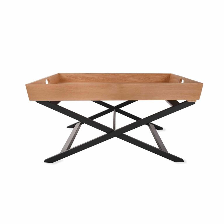 Clockhouse Butlers Coffee Table Square Carbon and Natural Oak