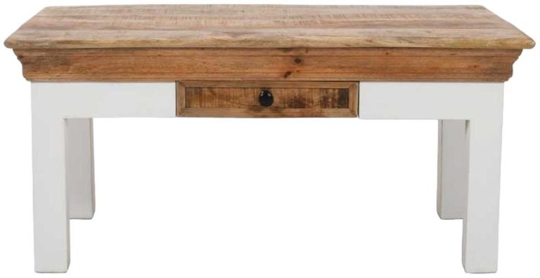 Coastal White and Wood Storage Coffee Table