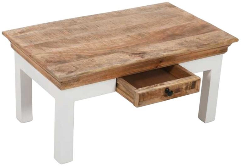 Coastal White and Wood Storage Coffee Table