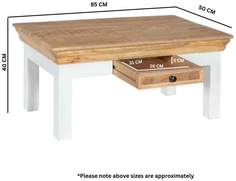 Coastal White and Wood Storage Coffee Table