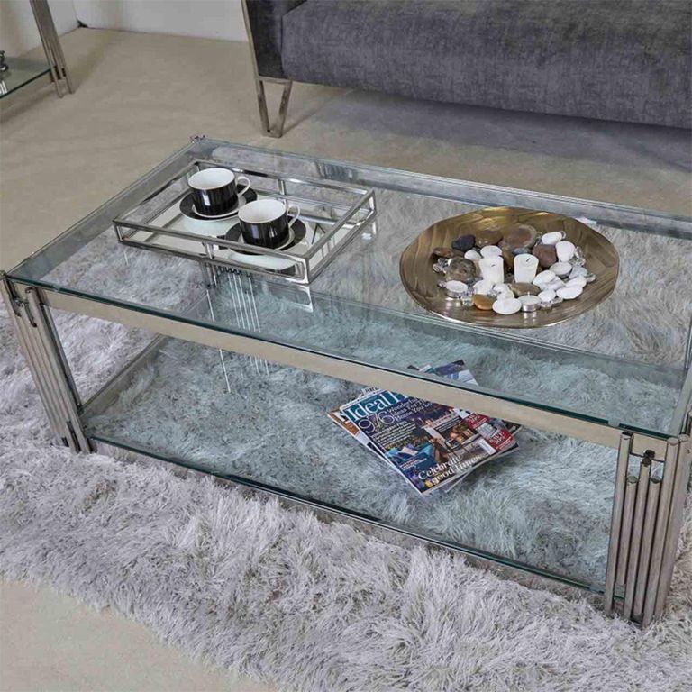 Cohen Coffee Table - Clear Glass and Chrome