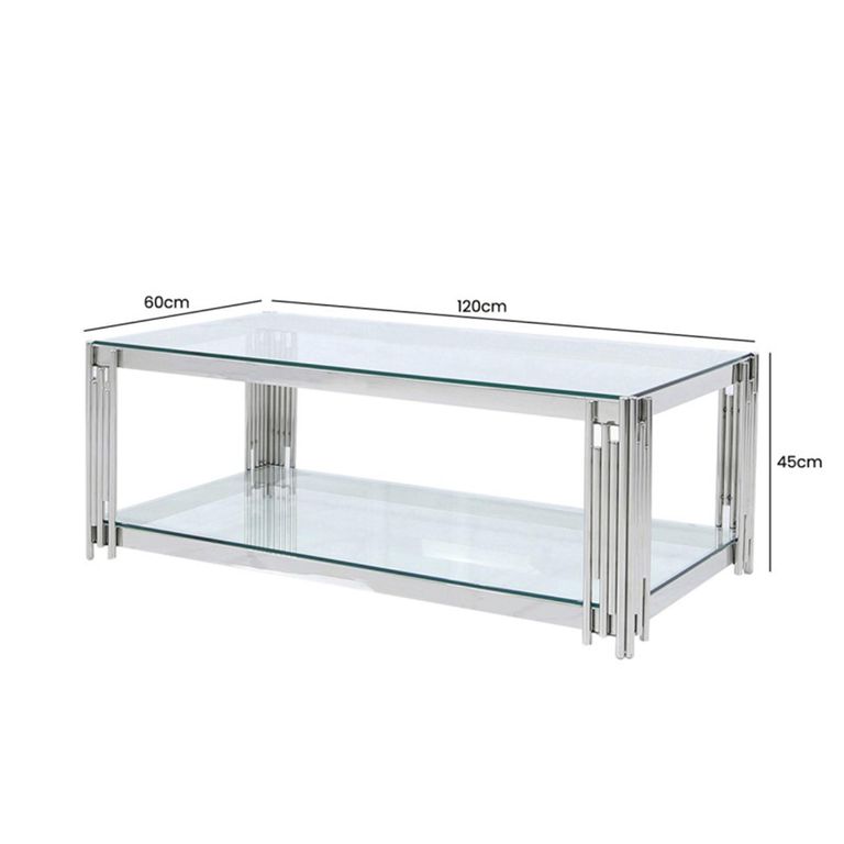 Cohen Coffee Table - Clear Glass and Chrome