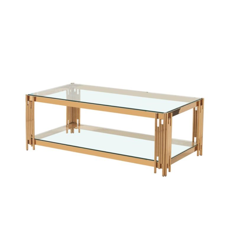 Cohen Coffee Table - Clear Glass and Gold Metal
