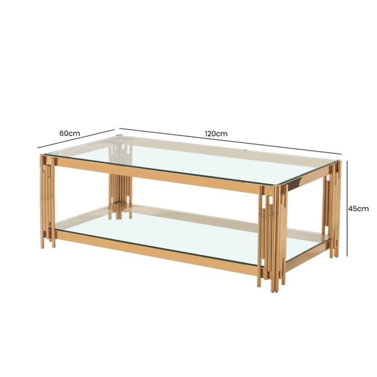 Cohen Coffee Table - Clear Glass and Gold Metal