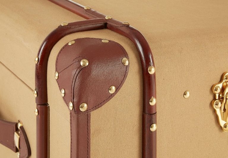 Columbus Coffee Table - Canvas Storage with Leather Trim