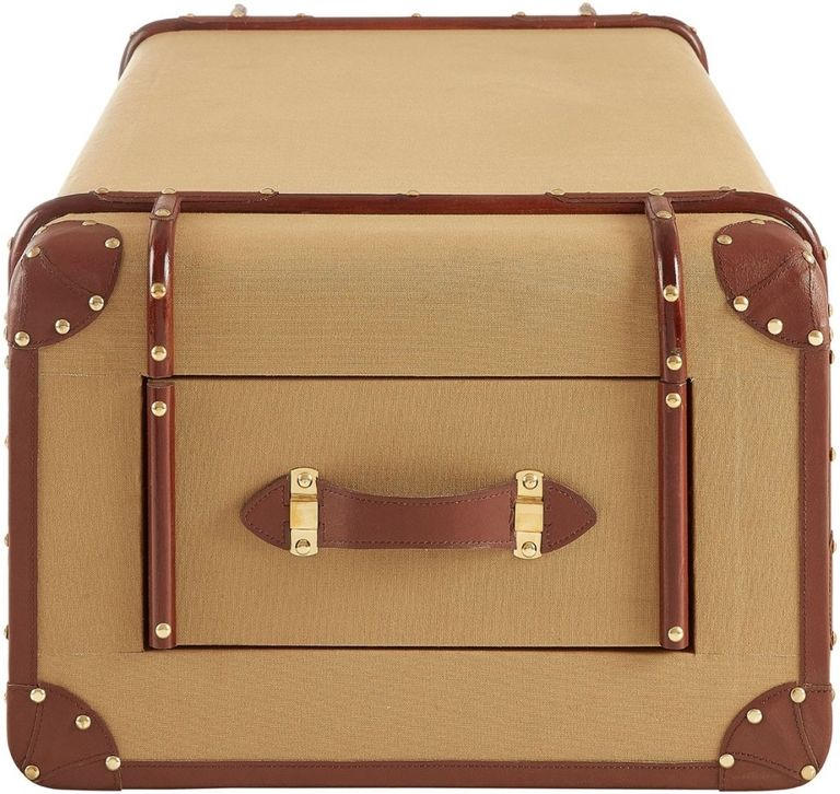 Columbus Coffee Table - Canvas Storage with Leather Trim