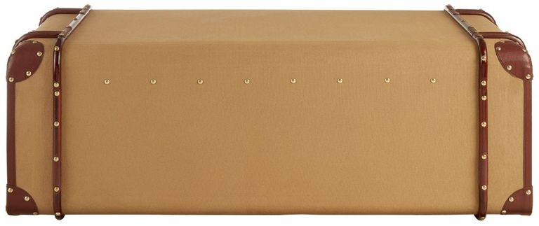 Columbus Coffee Table - Canvas Storage with Leather Trim