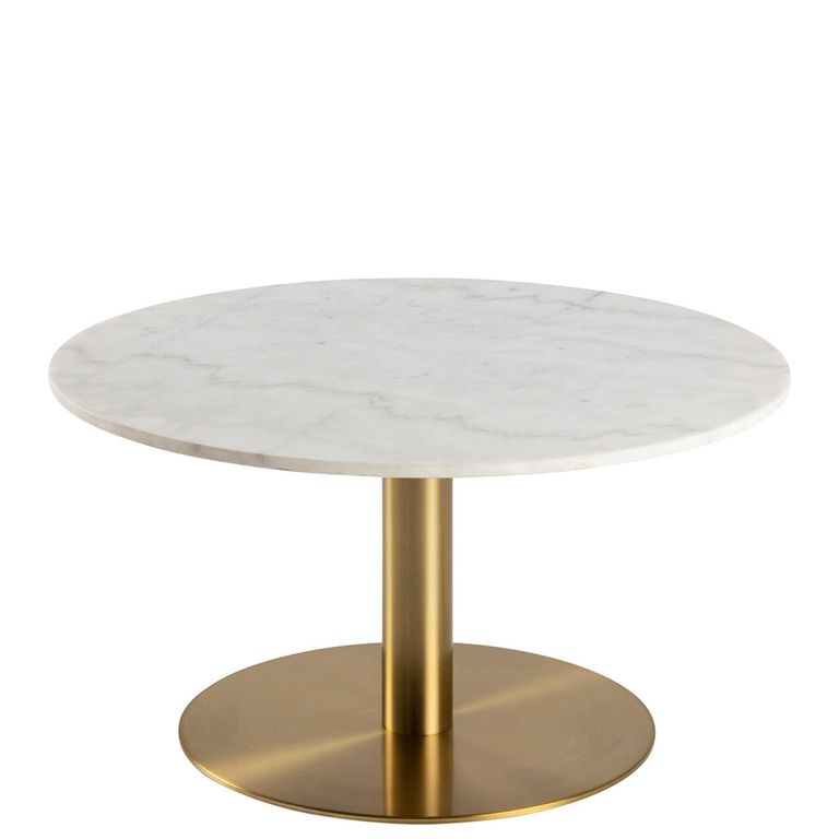 Corby Coffee Table - Round - White Marble Effect and Gold