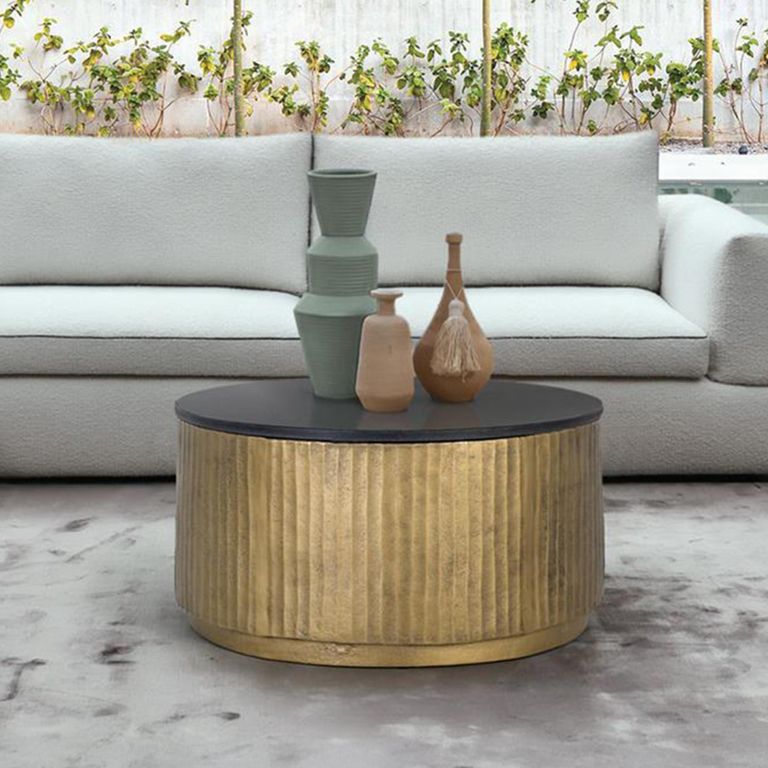 Crotone Coffee Table - Black Granite - Round