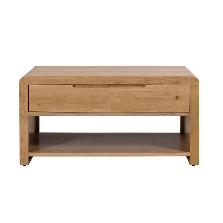 Curve Coffee Table - 2 Drawer - Oak