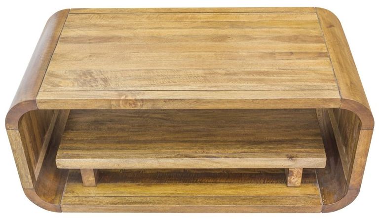 Curved Edge Mango Wood Coffee Table