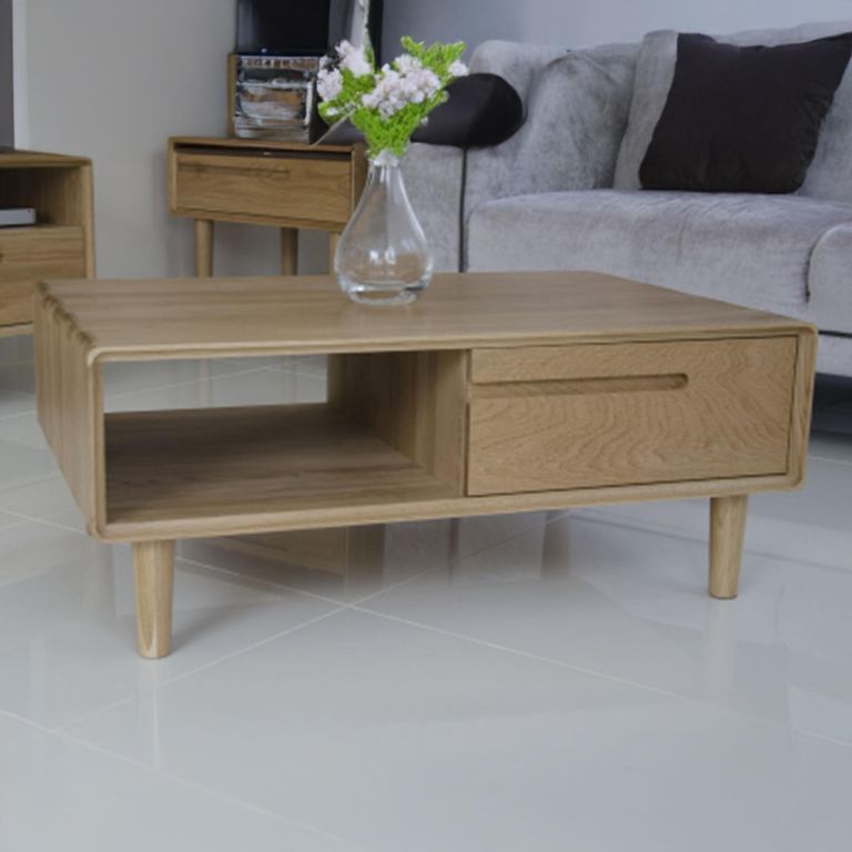 Scandic Coffee Table - 1 Drawer - Danish Oak