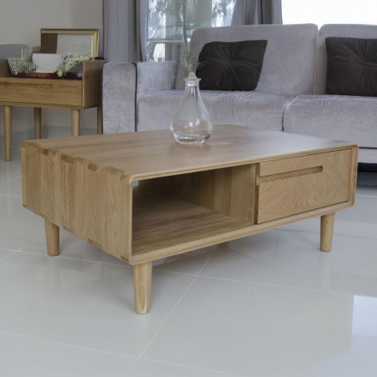 Scandic Coffee Table - 1 Drawer - Danish Oak