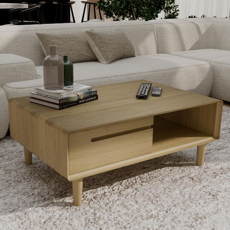 Scandic Coffee Table - 1 Drawer - Danish Oak