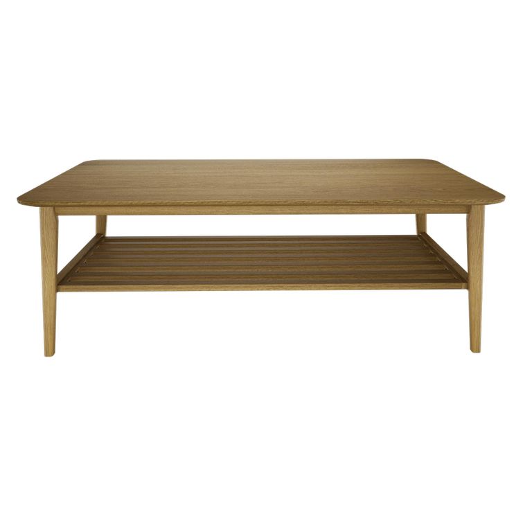 Scandic Coffee Table - Large - with Shelf - Danish Oak